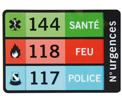Numéros d'urgence: 144 pour les urgences vitales, 118 pour les pompiers et 117 pour la police